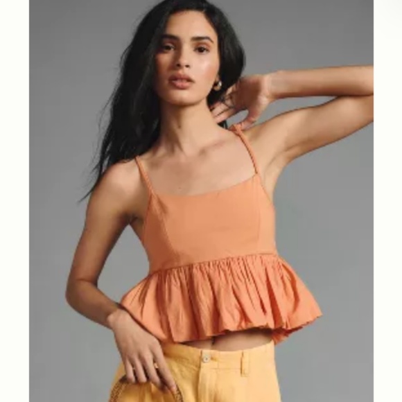 Brand New MAEVE RUFFLED BUBBLE-HEM CROPPED TANK - Picture 4 of 12